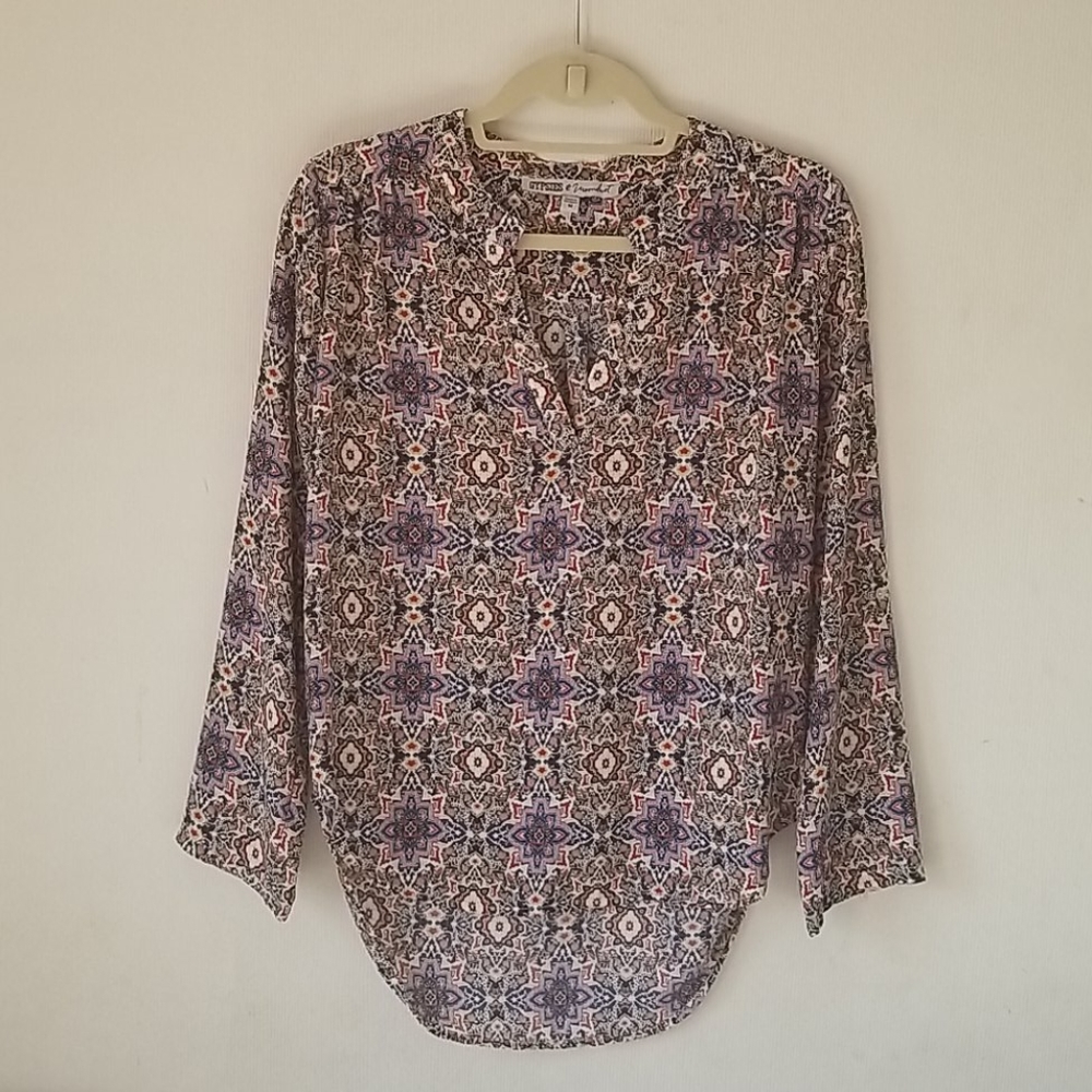 3/22!!! Gypsies and Moondust Patterned Blouse